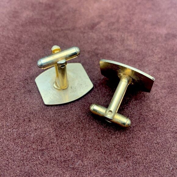 Vintage Art Brushed Gold Cuff links, Unmarked - Picture 2 of 3